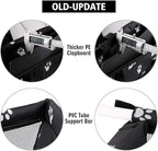 Petbobi Pet Reinforce Car Booster Seat for Dog Cat Portable and Breathable Bag with Seat Belt Dog Carrier Safety Stable for Travel Look Out,with Clip on Leash with PVC Tube, Black Paw Print