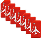 7 Pack Silicone Luggage Tag Baggage Handbag Travel Suitcase Tags with Name ID Card Perfect to Quickly Spot Luggage Suitcase (Red