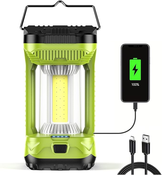 AlpsWolf Camping Lantern Rechargeable, 4000mAh LED Lantern for Power Outages Super Bright Portable Camping Light Emergency Lantern Camping Lamp Green, 1 Pack