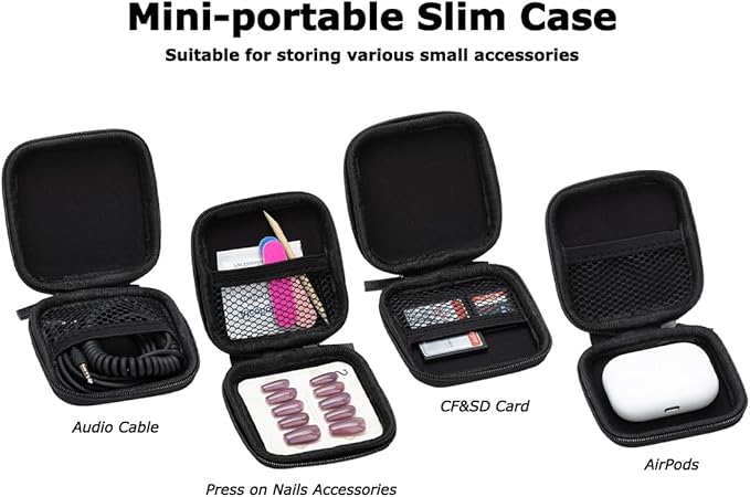 Ginsco Mini-Portable Hard Shell Square Earbuds Case for Apple EarPods/Samsung Galaxy Wired/Wireless Earbuds, Cell Phone Accessories Organizer with Carabiner for Earphones (1, Blue)