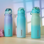 BJPKPK Insulated Water Bottle 25oz Stainless Steel Water Bottles With Straw And Carry Handle Double Wall Metal Thermo,Sea Salt