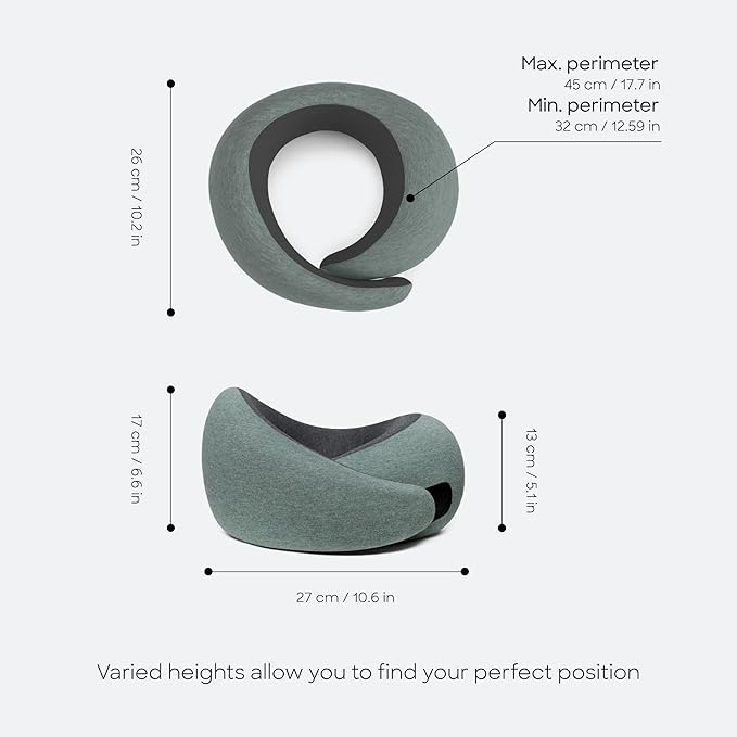 Ostrichpillow Go Neck Pillow, Travel Pillows for Airplanes, Premium Memory Foam Travel Pillow, 360º Ergonomic Design, Asymmetrical Sides, Travel Bag Included, Washable Modal Cover