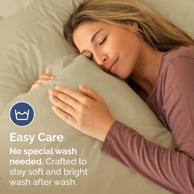 Pillowcases - Ultra Soft Hotel Quality Pillowcase Covers - Comfy, Cozy & Wrinkle Free - Shrinkage and Fade Resistant - Machine Washable Pillow Protectors - (Queen, Beige, 4 Piece Set)