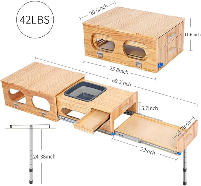 SHIWAGIN Overland Kitchen Slide-Out System, All-in-One Camp Kitchen Box with Sink, Chopping and Cooking Features, Folding Camping Table for SUV, Overlanding & Car Camping, Quick 1-Minute Setup