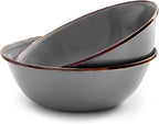Barebones Enamel Bowl Set - Dish Set of 2 Bowls - Enamelware Set for Camping and Everyday Use (Slate Gray)