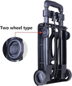 Folding Dolly Hand Truck, 110 lbs Capacity, 2 Wheel Luggage Cart, Compact and Portable for Travel, Shopping, Airport