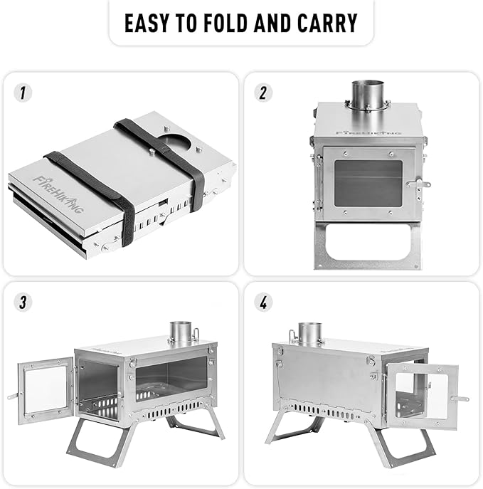 FIREHIKING Ultralight Titanium Stove Thickened TA1 Camping Tent Stove LANK Mini Folding Portable Wood Burning Stove