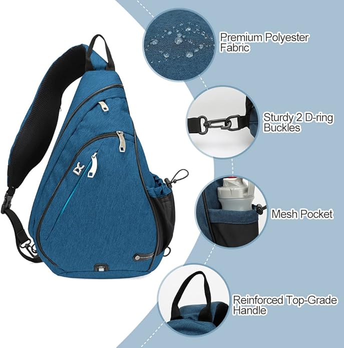 INOXTO Sling Bag, Multipurpose Crossbody Shoulder Bag for Men and Women