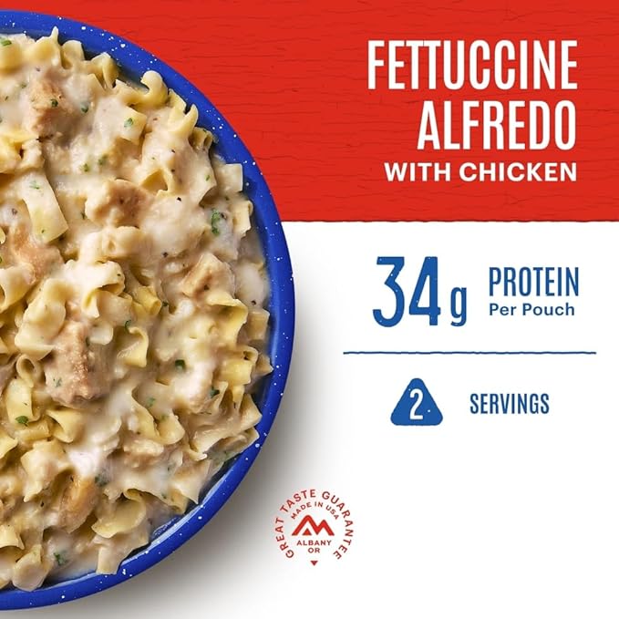 Mountain House Fettuccine Alfredo with Chicken | Freeze Dried Backpacking & Camping Food | 6-Pack