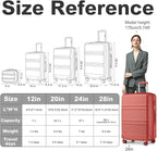 Kono 4 Piece Luggage Sets Expandable(only 28") Lightweight with Spinner Wheels TSA Lock Hardside Travel Rolling Suitcases 20in 24in 28in Carry on and 12in Mini Cosmetic Case Coral Pink