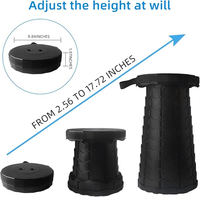 Upgraded Collapsible Stool,Load Capacity 440lbs, Lightweight Yet More Sturdy,Portable Retractable Folding Telescoping,Foldable Camping Stool for Camping Fishing Hiking BBQ