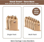 LFH Cotton Rich Shoe Storage Bags with Drawstring, Dustproof Breathable Reusable Organizer, Perfect For Travel, Dorm, Hotel, College, Gym, Easy to Carry, Machine Washable 12"x17" (Pack of 6) - Beige