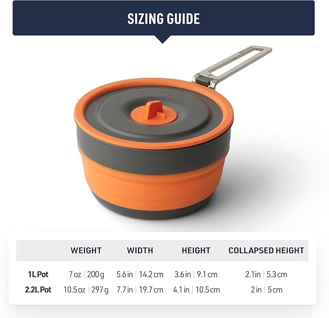 Sea to Summit Frontier Ultralight Collapsible 1-Liter Pot for Backpacking and Camping
