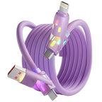 240W USB C Cable,4 in 1 Charging Cable Fast Charging & Data Sync,Multi USB Charging Cable with Breathing Light,Charger Cord for iPhone 17/16/15 14 13 iPad Galaxy MacBook iPad Tablets,Purple 5Ft