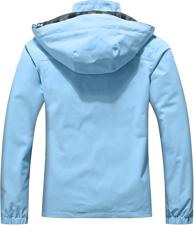MOERDENG Women's Waterproof Rain Jacket Lightweight Raincoat Hooded Hiking Jacket Softshell Windbreaker