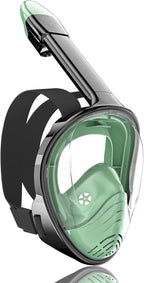 QingSong Full Face Snorkel Mask for Adults, Snorkeling Gear with Camera Mount, 180 Degree Panoramic View Snorkel Set Anti-Fog Anti-Leak