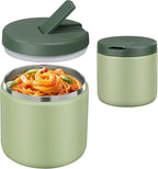 19oz Insulated Vacuum Food Jar with Buckle Lid Wide Mouth Soup Thermo for Hot Food Kids Leakproof Stainless Steel Lunch Container- Green-1Pack