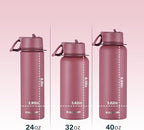 KXIAOCHEN Insulated Water Bottle, Stainless Steel Water Bottle, 2 Lids (Straw and Handle Lid),Wide Mouth Metal Water Bottles Keep Hot and Cold, Double Walled, Thermo Mug, Metal Canteen