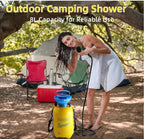 Finderomend Portable Shower for Camping with 7 Spray Modes, Hand Press Camping Shower with Removable Hose and Shower Head,Pressure Rinse Kits for Hiking Traveling Garden Beach Pet Shower