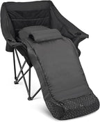 Oversized Fully Padded Camping Chair with Removable Foot Pocket, Heavy Duty Comfy Folding Camp Sports Chair for Adults, Summer, Winter, Outdoor, Ice Fishing, Hunting, RV, Cup Holder, XL, 400 LBS