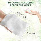 60 PCS Mosquito Repellent Wipes, Individually Wrapped Insect Repellent Wipes Made of Natural Plant-Based Essential Oils, Safe & Effective Insect Protection Perfect for Outdoor Activities, Long-Lasting