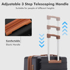 luggage sets 3 Piece with Spinner Wheel,100% PC Material Lightweight Durable,Expandable Carry On Travel Hardside Suitcase sets with TSA Lock for Men and Women (Black+brown)