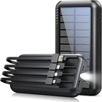 UYAYOHU Power-Bank-Solar-Portable-Charger - 40000mAh Power Bank Large Capacity Built in 3 Output and 1 Input Cables and Flashlight 5V3.1A Fast Charger Compatible with All Smart Phones and Devices