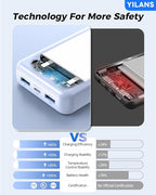 Portable Charger, 42800mAh Power Bank Built-in Cable, 22.5W PD USB C in & Out Fast Charging, External Battery Pack with 6 Output & 2 Input, Travel Phone Charger for iPhone 16/15/14/13/12(Blue)