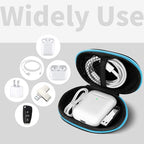 for Earbuds Carrying Case, Small Oval Storage Cases, Tech Pouch, Portable Storage Earbud Pouch Bag for Earbuds, in-Ear Headphones, Earphones, Headsets, Hearing Aids, USB Charging Cable, Blue