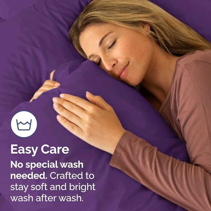 King Standard Pillow Cases Set of 2 - Soft Hotel Quality Pillowcase Covers - Comfy Bedding for Women, Men, Kids & Teens - Machine Washable Pillow Protectors - 2 Piece Set - King Standard Size Purple