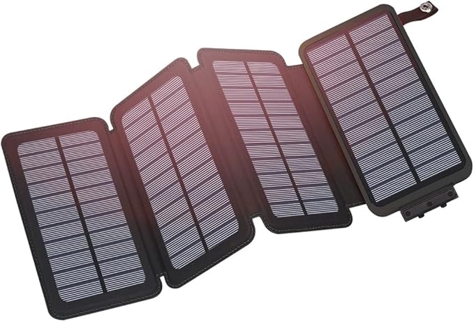 Hiluckey Solar Charger Power Bank 25000mAh USB C Fast Charging Portable Phone Charger with 4 Solar Panels & 3 USB Outputs for iPhone Tablet