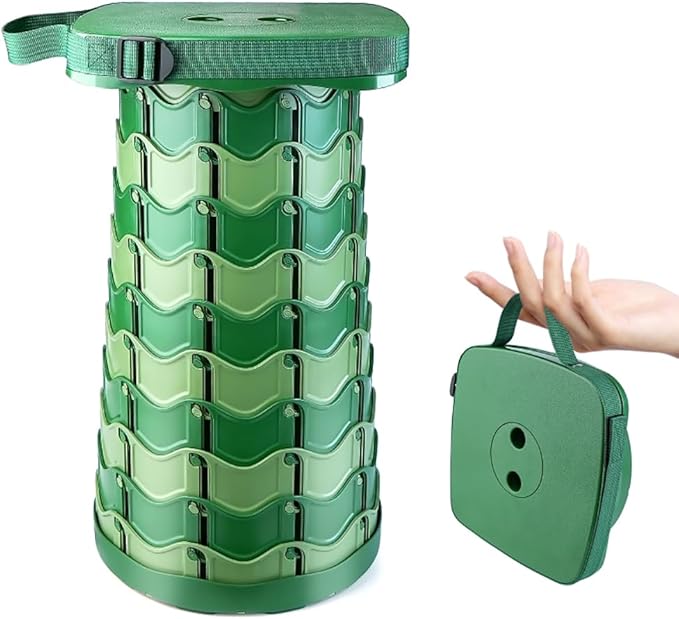 Upgraded Folding Stool Large Square Surface 550lbs Load Capacity Heavy Duty Collapsible Portable Telescopic Stool for Camping Travel Hiking (Camouflage)