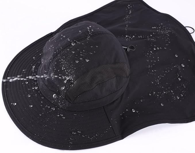 Home Prefer UPF 50+ Sun Hats for Men Women Wide Brim Fishing Hat with Neck Flap UV Protection Sunblock Safari Bucket Hat