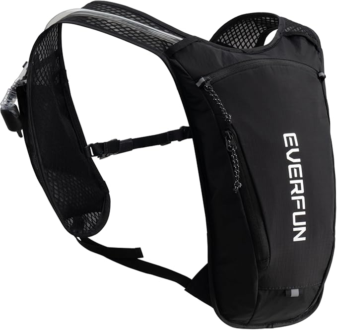 EVERFUN Hydration Backpack Running Vest Small Hiking Water Backpack with 1.5L Water Bladder for Women Men, Lightweight Reflective Dayhike Hydro Pack for Trail Running, Biking, Race, Marathons