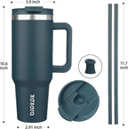 BJPKPK 40oz Stainless Steel Insulated Tumbler With Handle And Lid Straw Travel Coffee Mug Thermal Cup,Navy Blue