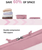 ECOHUB 5 Set Compression Packing Cubes for Suitcases Organiser Bags Set Travel Essentials with Shoe Bag for Traveling Tear-resistant Travel Accessories with ID Tag Expandable Packing Bags(Pink)