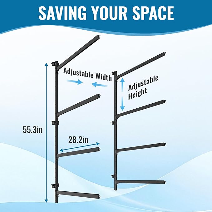 Kayak Rack for Outdoor Storage, Kayak Storage Rack, Adjustable Freestanding Kayak Rack Stand Holder for Paddleboard Surfboard for Indoor, Outdoor