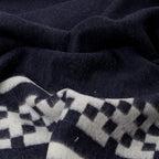 Inca Wall - Thick Alpaca Wool Blanket Heavyweight Camping Outdoors Indoors Soft Peru Queen Size New Ethnic Design (Navy Blue/Ivory, Queen Size)