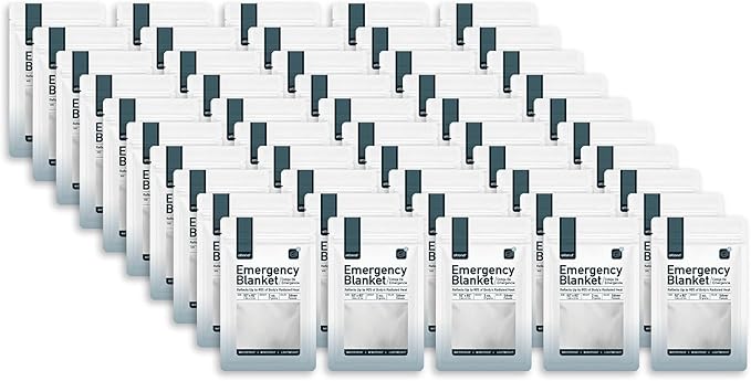 Altland 50 Pack of Emergency Blankets - Bulk Heat Reflective Blankets for Winter Survival Kits, Disaster Preparedness, Cold Weather Camping, and Homeless Care Packages