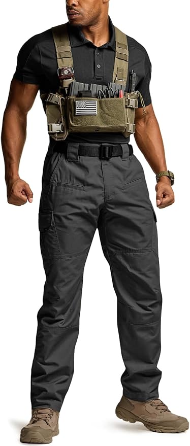 CQR Men's Tactical Pants, Water Resistant Ripstop Cargo Pants, Lightweight EDC Work Hiking Pants, Outdoor Apparel