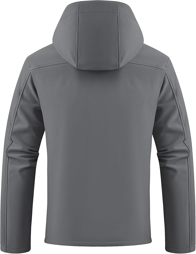 WULFUL Men's Softshell Jacket Waterproof Lightweight Insulated Windbreaker Fleece Lined Rain Shell Jacket for Hiking Travel