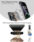 2-in-1 Wireless Charging Station, 15W Fast Mag-Safe Wireless Charger Compatible with iPhone 17 16 15 14 13 12 Pro Max, Foldable Portable Phone Charger Stand with USB-C Cable (No AC Adapter)