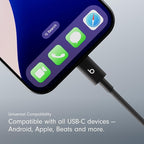 Beats USB-A to USB-C Woven Cable 2 Pack Fast Charging Durable/Tangle-Free Compatible Charger for Apple & Android Devices (1.5 m, 5 ft) - Bolt Black