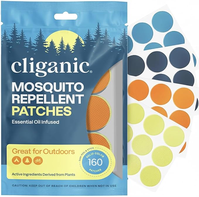 Cliganic Mosquito Repellent Stickers (160 Pack) - Patches for Kids & Adults, Natural DEET-Free, Citronella Essential Oil Infused
