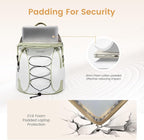 LOVEVOOK Mens Backpack with Giant Tumbler Holder Pocket,18 Inch Everyday Laptop Backpack Commuter Travel Work Computer Bag for Women,Casual Hiking College Teacher Back Pack Daypack,White-Bean Green