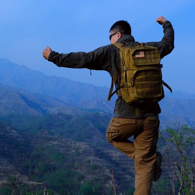 Military Tactical Backpack 45L Large Tactical Backpack for Men, Hiking Rucksack With Bottle Holder