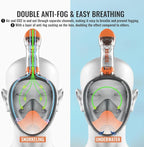 G2RISE Full Face Snorkel Mask Adults Snorkeling Set Gear for Kids with Detachable Camera Mount, Safe Breathing, Anti Fog Anti Leak