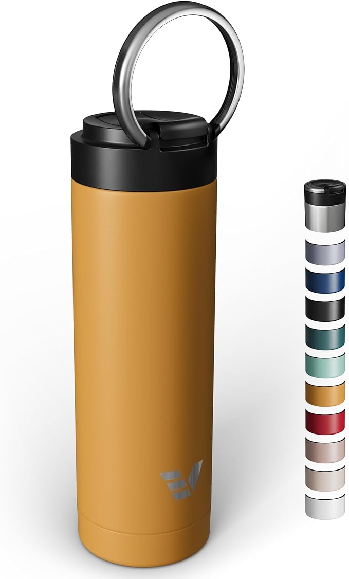 Maxi Stainless Steel Water Bottle 26oz - Double wall vacuum insulated | Integrated carry handle | leak proof flip top lid | Lightweight & stylish - Yellow