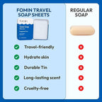 FOMIN - Antibacterial Paper Soap Sheets Tin for Traveling - (300 Sheets) Unscented - Portable Travel Hand Soap Sheets, Dissolvable Mini Camping Hand Soap for Hand Washing