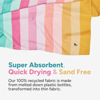 Dock & Bay Quick Drying Towel - for Sports & Gym - Compact, Lightweight - 100% Recycled - Includes Bag - Coastal Candy, Extra Large (200x90cm, 78x35)